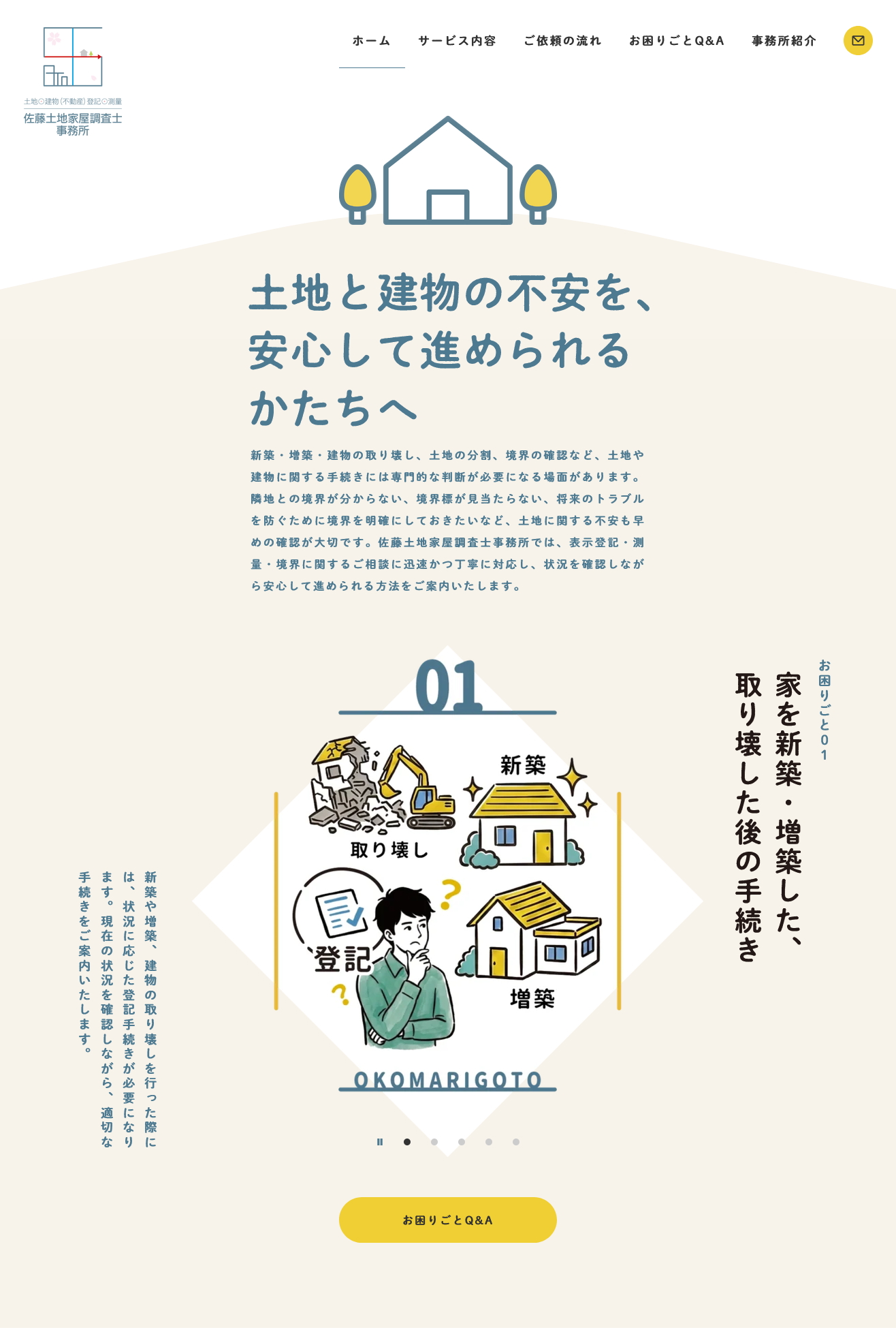 佐藤土地家屋調査士事務所ホームページ(PC)